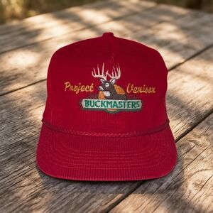 Vtg Project Venison Buckmasters Corduroy Snapback Hat